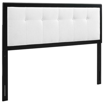 Modway Draper Tufted King Fabric and Wood Headboard in Black/White