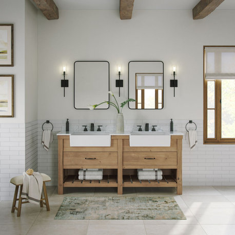 Bosque Bath Vanity, Weathered Fir, 72", Double Sink, Farmhouse, Freestanding