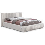 Meridian Furniture - Nash Boucle Fabric Upholstered Bed, Cream, Full - Reimagine your bedroom space when you make this Nash boucle fabric bed your own. This lovely bed features a heavily tufted headboard and footboard for a dimensional look that's both modern and elegant at the same time. The bed is upholstered all over with soft rich cream boucle fabric that is welcoming to the touch and super soft against your back as you sit in bed to read or watch TV.