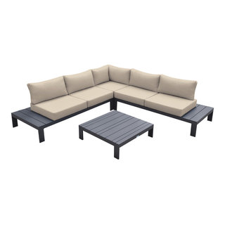 Razor Outdoor 4-Piece Sectional set, Dark Gray Finish and Taupe Cushions -  Transitional - Outdoor Lounge Sets - by Armen Living | Houzz