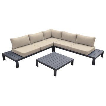 Razor Outdoor 4-Piece Sectional set, Dark Gray Finish and Taupe Cushions