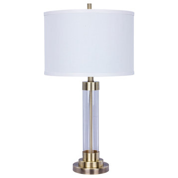 Fangio Lighting's #5129AB 28 inch Antique Brass Metal & Clear Glass Table Lamp
