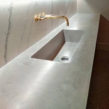 Poured in place countertop with cast sink