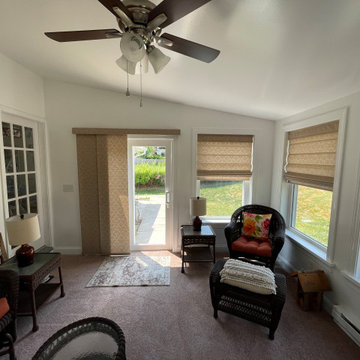 Classic Roman Shades Before and After in a Sunroom
