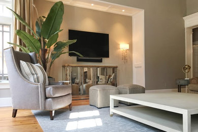 Inspiration for a transitional family room remodel in New York