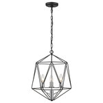 Z-Lite - Z-Lite 918-14MB-CH Geo 3 Light Chandelier in Chrome - Fully energizing in its sleek geometric silhouette, this three-light chandelier delivers sophistication and contemporary verve in a modern living or dining space. Follow the angles of an open cage-like frame fashioned from two-tone finish metal in Matte Black and Chrome, and a dynamic architectural theme that offers mesmerizing effects.