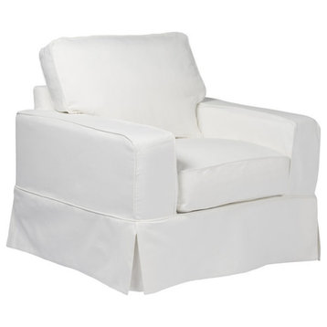 Sunset Trading Americana Box Cushion Fabric Slipcovered Chair in White