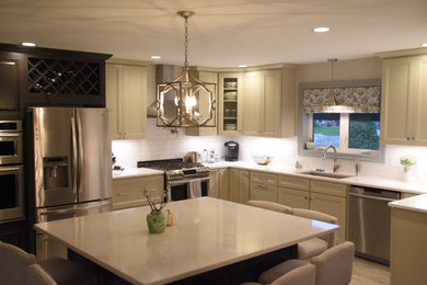 Example of a minimalist kitchen design in New York