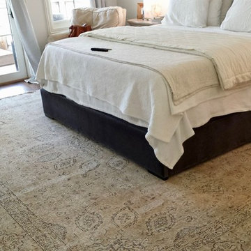 Old Persian Tabriz Overdye Oriental Rug sets the stage for this Master Bedroom!