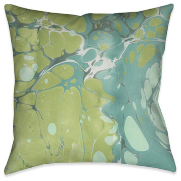 Turquoise Marble II Outdoor Decorative Pillow, 18"x18"