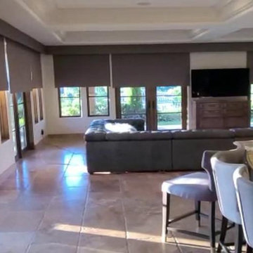 Motorized Blackout Roller Shades Installed in Sunland Living & Dining Area