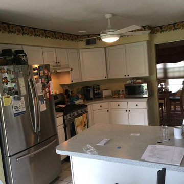 cabinet refacing--gray with backsplash and countertops