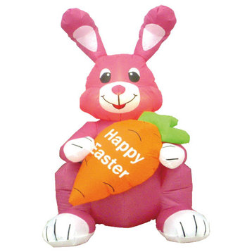 Easter Inflatable Sitting Rabbit Holding Carrot, 4'