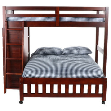 OS Home and Office Furniture 2806-22 Solid Pine Loft Bed in Rich Merlot