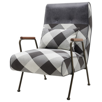 Kahlo Fabric Accent Chair - Mono Gingham/Vintage Midnight
