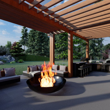 Japanese Contemporary. Landscape Design, Exterior Design, 3D Visualization