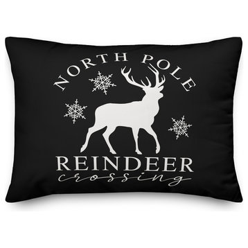 North Pole Reindeer Crossing 14"x20" Indoor / Outdoor Throw Pillow