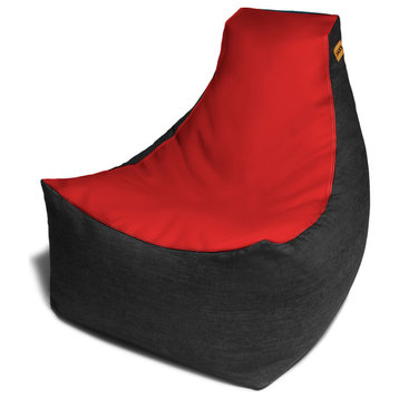 Pixel Gamer Bean Bag Chair, Premium Vinyl/Dark Denim, Red
