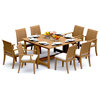 9-Piece Outdoor Teak Dining Set: 60" Square Butterfly Table, 8 Lagos Chairs