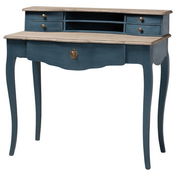 Earle French Provincial Blue Spruce Wood Accent Writing Desk