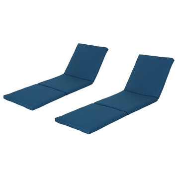 GDF Studio Laraine Outdoor Water Resistant Chaise Lounge Cushion, Blue, Set of 2