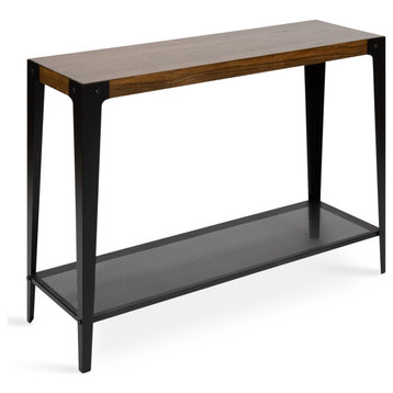 Vexler Wood and Metal Console Table, Walnut Brown 38x12x30