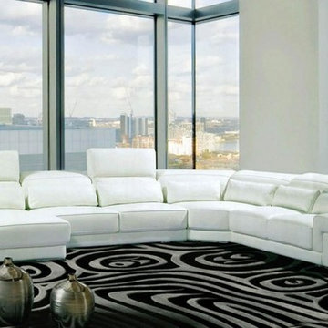 Modern White Bonded Leather Sectional Sofa