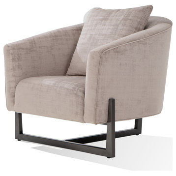 Modrest Forbis Contemporary Light Grey Fabric Accent Chair
