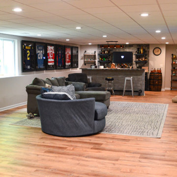 Finished Basement with Bar in Brighton, MI