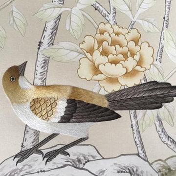 hand painted chinoiserie silk wallpaper wall coverings
