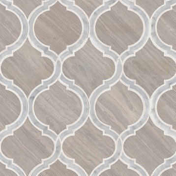 White Quarry Savona Polished Geometric Pattern Mosaic, 10 Pcs