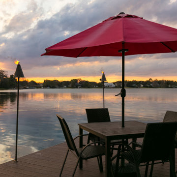 Boat Dock with Tiki Torches