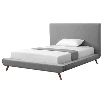 Loft Lyfe Avi Linen Upholstered Platform Bed, Gray, Full
