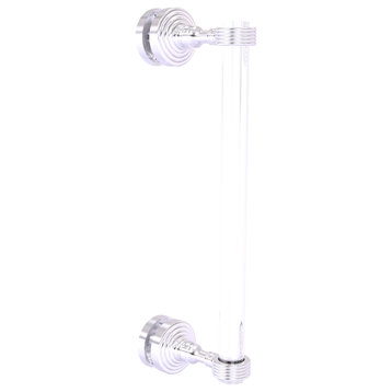 Pacific Grove 12" Groovy Accent Single Side Shower Door Pull, Satin Chrome