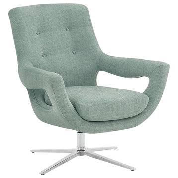Quinn Contemporary Adjustable Swivel Accent Chair With Spa Blue Fabric