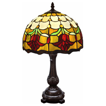 19" Tiffany Style Red Tulips Table Lamp