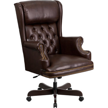Bonded Leather Office Chair CI-J600-BRN-GG