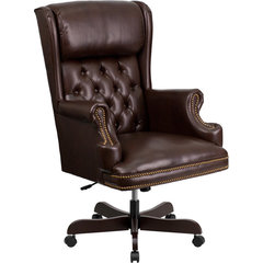 Flash Furniture Brown Microfiber Executive Side Chair with Sled Base