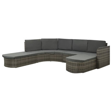 vidaXL Patio Furniture Set 4 Piece Patio Couch Outdoor Sofa Poly Rattan Gray