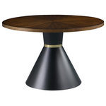 Meridian Furniture - Sheridan Brown Ashburl Veneer Wood Top Dining Table with Matte Black Metal Base - Gather your favorite peeps for an intimate meal served around this pretty Sheridan dining table. This table features a wood top with elegant wood-grained details that's sized just right for small dinners with just a few folks. The top rests on an elegant hourglass-style metal base in matte black for lasting beauty and a strong burst of contemporary charm.