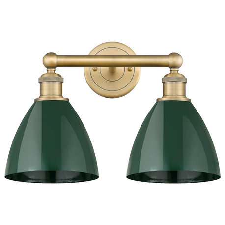 Innovations Plymouth Dome 2Lt 17" Bath Light, Brass/Green - 616-2W-BB-MBD-75-GR