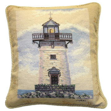 Needlepoint Lighthouse Pillow, 18"x16"