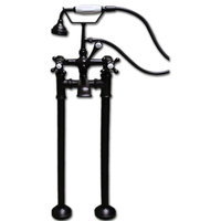 Freestanding H-Frame Supply Lines Faucet & Hand Held Shower Combo BRZ