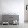Venzia Vanity, Base: Gray, 60", Top: Carrara Marble, Without Mirror