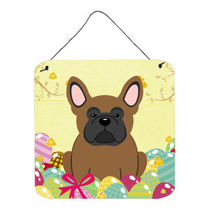 Easter Eggs French Bulldog Black Wall Door Hanging Prints Contemporary Outdoor Wall Art By The Store