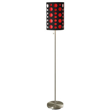66"H Modern Retro Black-Red Floor Lamp