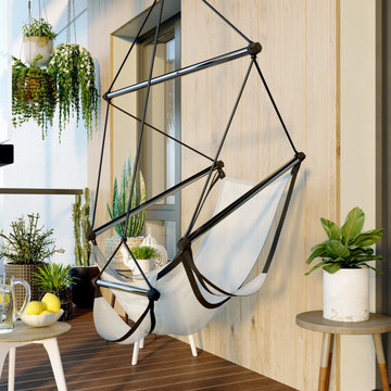 Desiniger, ergonomischer Hängesessel auf kleinem Balkon