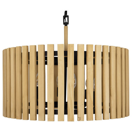 Suratto Six Light Pendant, Matte Black/Honey Blonde