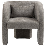 Meridian Furniture - Sawyer Beige Weaved Polyester Fabric Accent Chair, Grey, Chenille Fabric - Showcase your upscale taste with this handsome Sawyer chenille fabric accent chair. Upholstered from top to bottom in super-soft grey chenille cross-hatched fabric, this beautiful chair has a distinctively modern design that ensures it grabs attention, no matter the angle. A futuristic shape draws all eyes to the chair while the included pillow comforts the back and makes it extra comfortable. A birchwood frame provides sturdiness and resilience, ensuring this chair finds a spot in your home for long-term use.