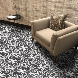Moroccan Mosaic & Tile House - 8"x8" Agadir Handmade Cement Tile, Black/White, Set of 12 - Wall And Floor Tile